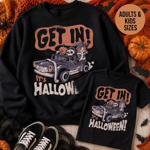 Funny Halloween Jeep Shirt, Get In It's Halloween Tee, Skeleton Pumpkin Ride Graphic, Retro Spooky Fall Sweatshirt, Cute Halloween Gift
