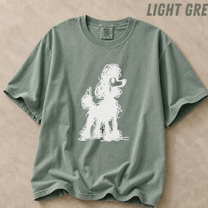 Camiseta abstracta de caniche Comfort Colors Camiseta minimalista de perro con garabatos Arte lineal moderno Regalo para amantes de los caniches