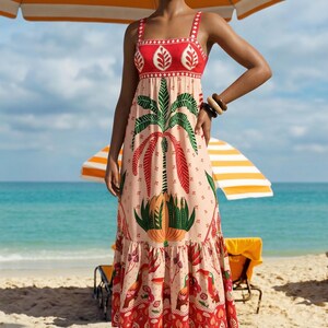 Palm Tree Maxi Dress - Etsy