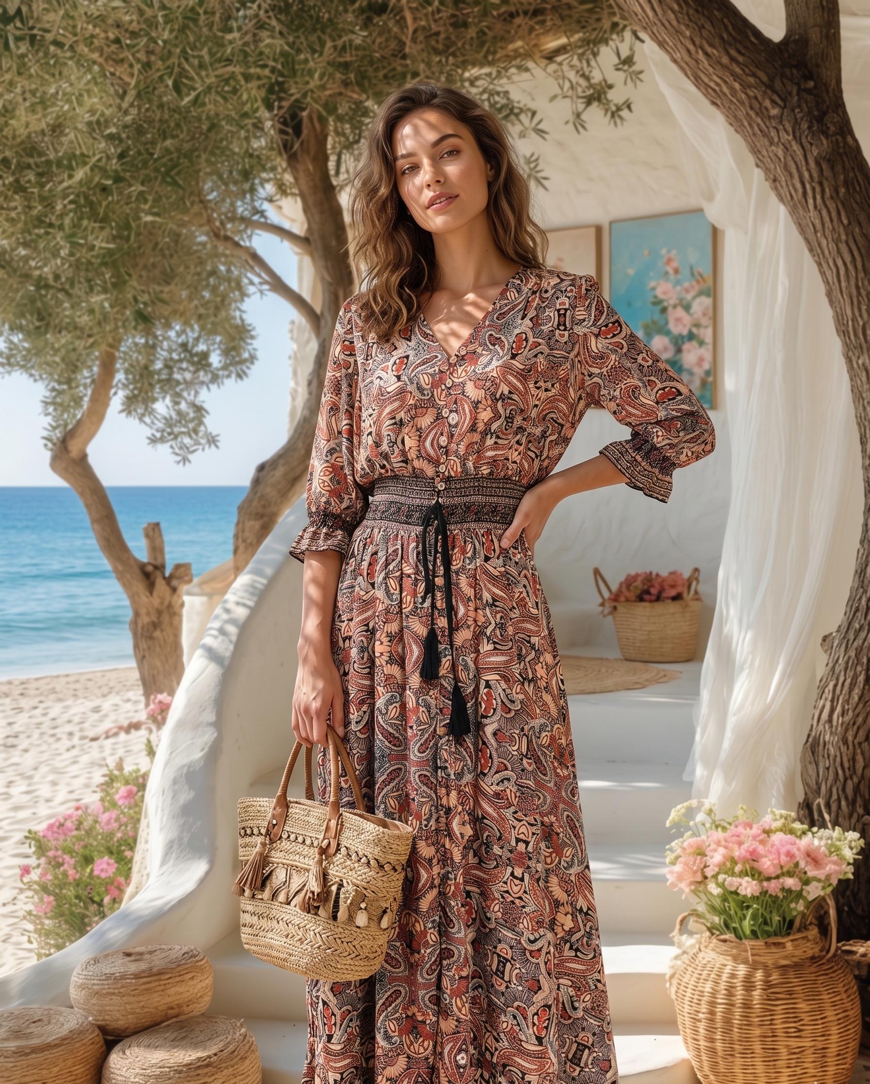 Maxi Paisley Brown Dress