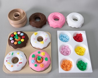 Montessori Donut Decorating Toy Set for Kids | Pretend Play Sensory Toy