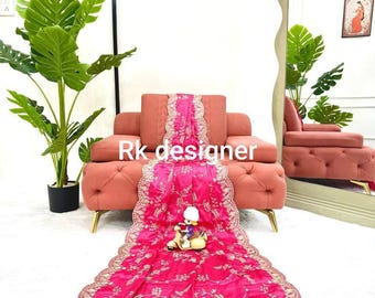 Japan Satin Silk Saree, Coding Sequins Embroidery, Designer Party Wear, Wedding Guest Blouse