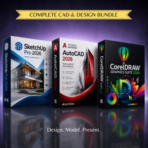 Professional CAD Software Pack 2026 | SketchUp Pro + AutoCAD + CorelDRAW | Lifetime Access | Instant Download