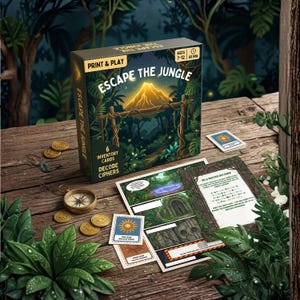 Escape Room- Printable jungle adventure game- family game night- detective games
