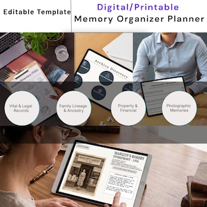Archivador familiar / Organizador de recuerdos digitales, Planificador de emergencias (Plantilla de Canva)