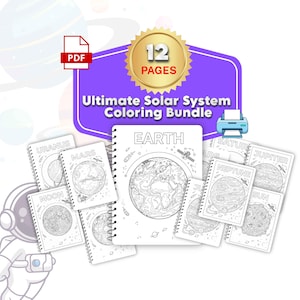 Solar System Coloring Pages, Space Activity Book for Kids (Digital Download)