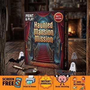 Halloween haunted mansion monster hunt | Kids detective game, secret code printable mystery, screen-free classroom party activity