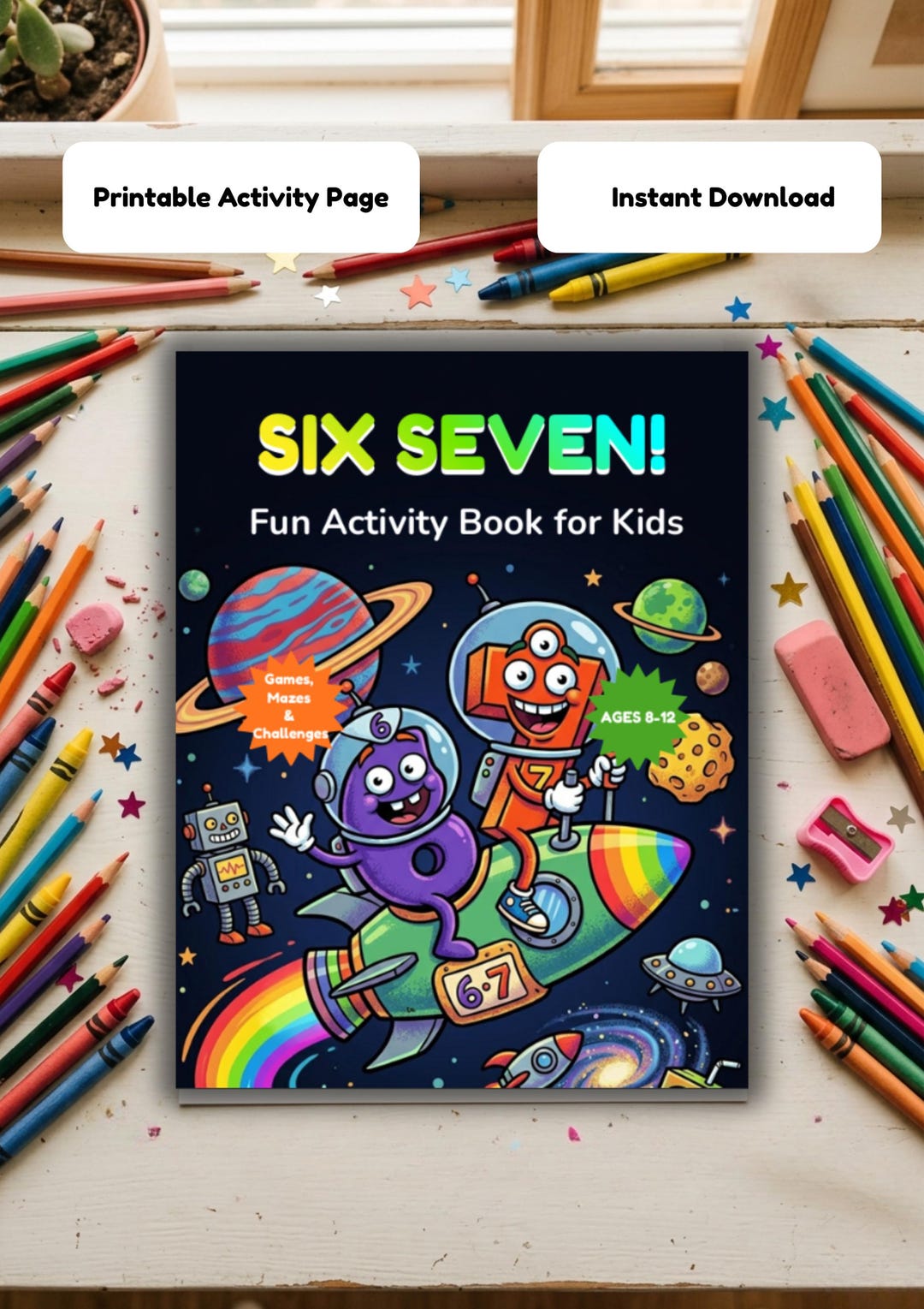 Kids Activity Book Printable PDF, Kids Worksheets Ages 8-12, Mazes