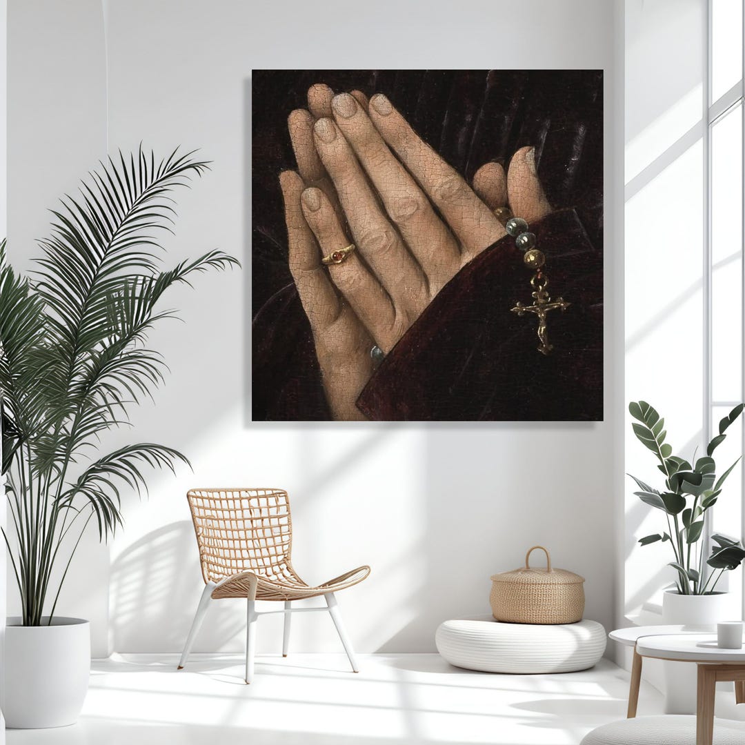 Praying Hands With Rosary Beads Canvas, Religious Wall Art, Spiritual ...