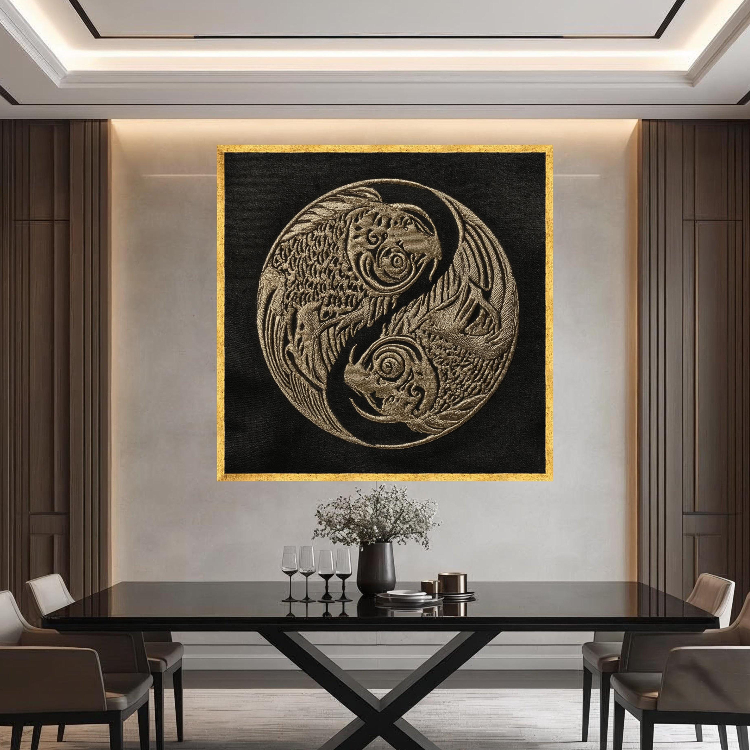Yin Yang Koi Fish Canvas Wall Art, Elegant Japanese Symbol, Asian Zen ...