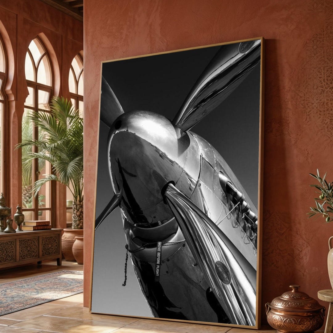 Vintage Airplane Propeller Canvas, Black and White Aviation Wall Art ...