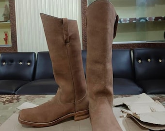 "Handgefertigte ""Bürgerkrieg"" Kavallerie-Stiefel - Raue Leder-Reenactment-Schuhe."