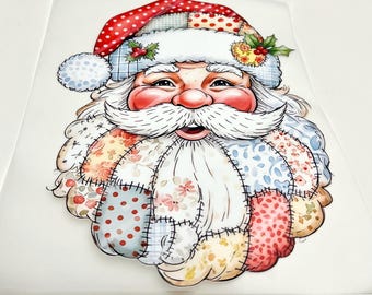 Patchwork Santa Large Vinyl Transfer Iron-On