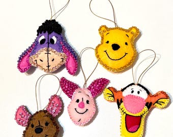 Handmade Felt Pooh & Friends Ornaments