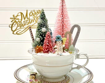 Diorama Teacup & Saucer Decoration, HAND CRAFTED, OOAK