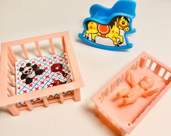 Vintage 1970s Miniature Nursery Set, Dime Store Merchandise