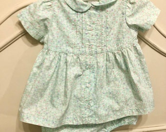 Sz 3mo Mint Green Floral Dress Set