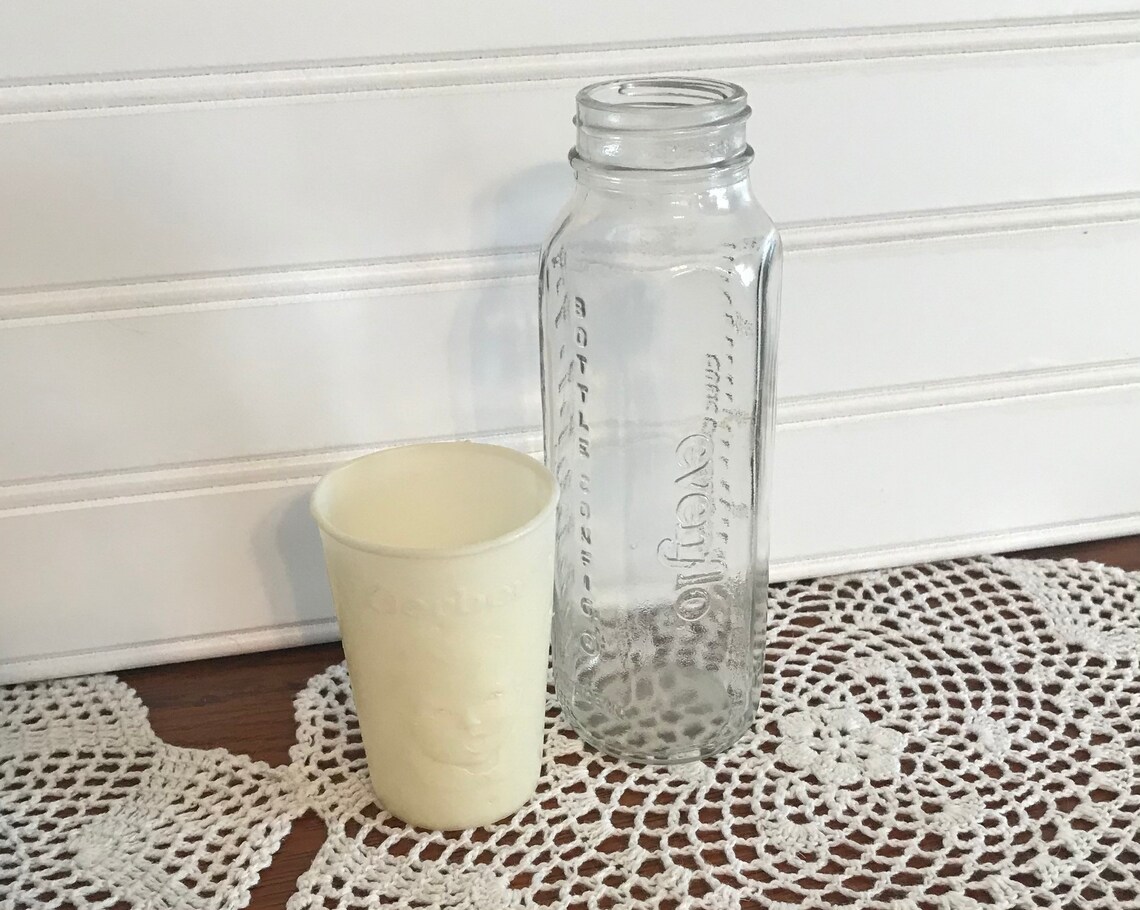 Vintage Glass Baby Bottle & Gerber Cup Etsy