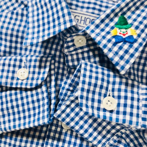 Sz 2/3 Toddler Boys Blue Gingham Shirt