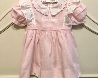 12mo Embroidered Pink Gingham Dress