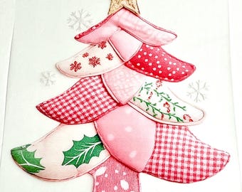 Patchwork Christmas Tree Vinyl Transfer Iron-On