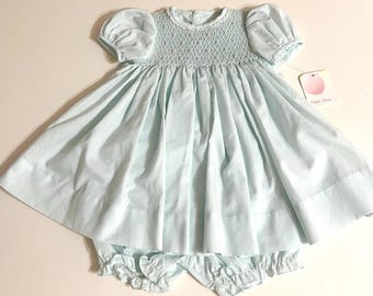 Sz 3/6 mo Smocked Dress Set