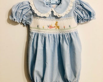 Sz 12mo. House of Hatten Smocked Romper Bubble