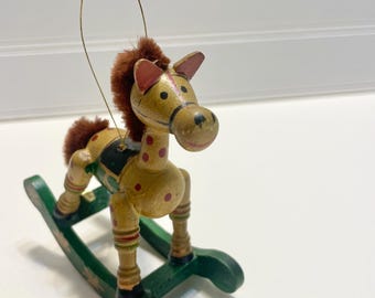 Vintage Wood Rocking Horse Ornaments