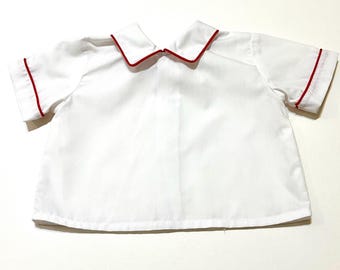 12 Months Boys Shirt with Red Piping