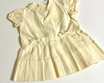 Sz 3/6 months Yellow Embroidered Dress