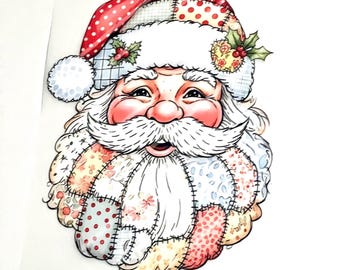 7“ Patchwork Santa Vinyl Transfer Iron-On
