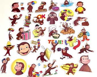 32 Curious George Monkey Stickers