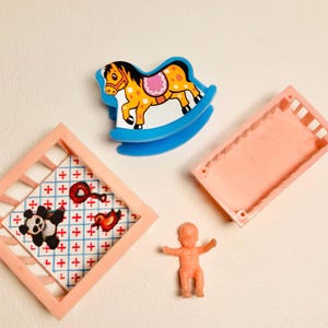 Vintage 1970s Miniature Nursery Set, Dime Store