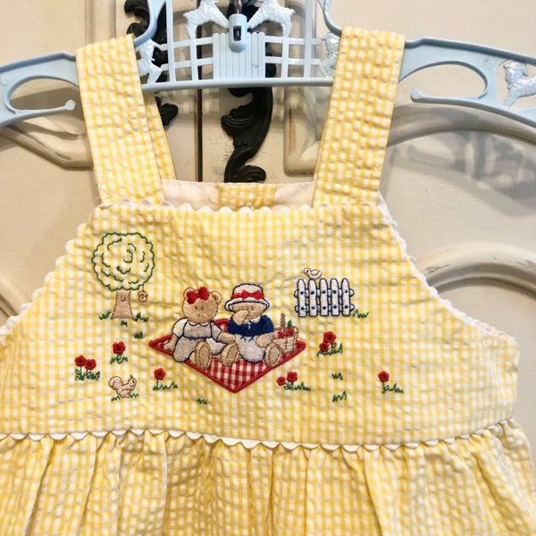 Teddy Bear Seersucker Sunsuit