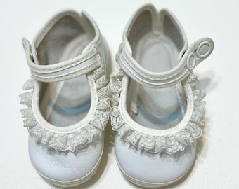 Sz 1 Soft Leather White Mary Jane Baby Shoes