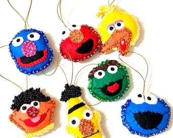 Handmade Sesame Street Felt Ornament Set