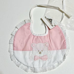 Pink Gingham Embroidered Baby Bib