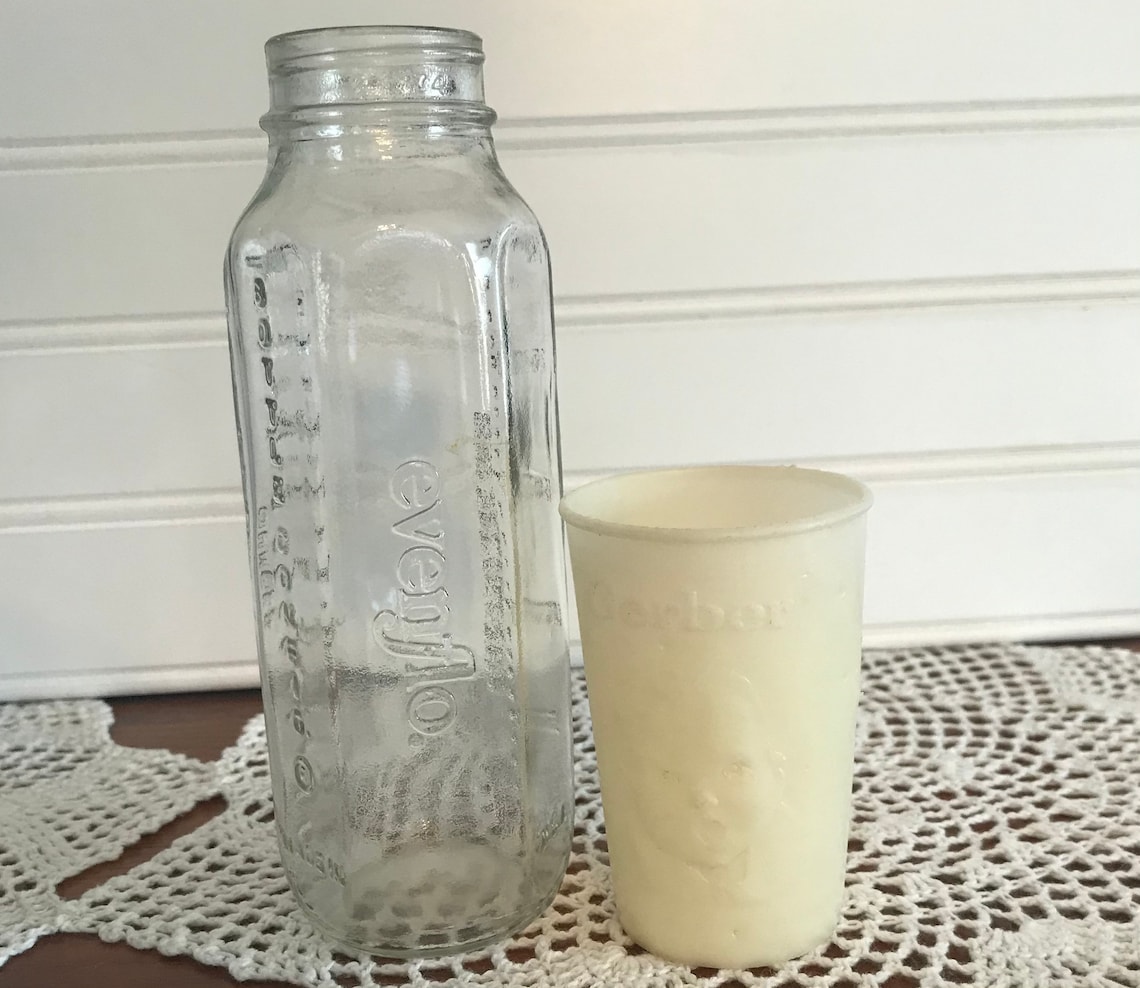 Vintage Glass Baby Bottle & Gerber Cup Etsy