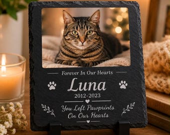 Personalized Dog Loss Gift, Custom Dog Memorial Slate Plaque with Photo, Sympathy Gift for Dog Mom or Dog Dad