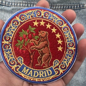 Madrid Patch Gift Embroidered Bear Strawberry Tree Catalan Sew On Patch Collector Gift Iron On Travel Patch Spain Travel Keepsake Bookmark
