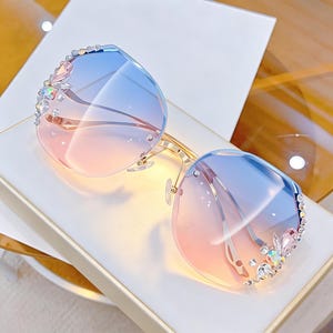 Rhinestone Aviator Sunglasses - Etsy display picture 1