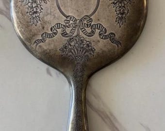 Antiker Sterlingsilber-Handspiegel von 1919 von Henryschließy Fabrics - Birmingham Hallmarked Vanity Mirror