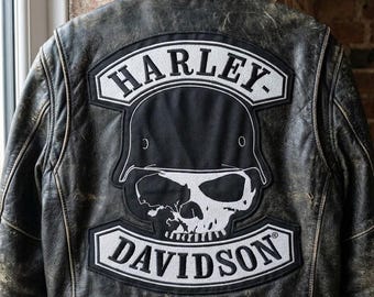 Harley Davidson Skull Embroidery Patch: Motorbike Jacket, Vest, Iron-On
