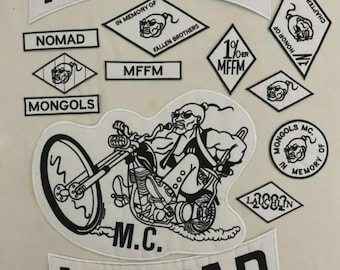 13pcs/ Set Mongols Nomad Biker Vest Embroidered 1% IN Memory embroidery patch Iron on