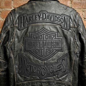 Parches termoadhesivos de piel sintética negra Harley Davidson con bordado (juego de 3).