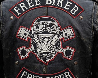 Free Biker Free Rider mc iron on embroidered 35cm set