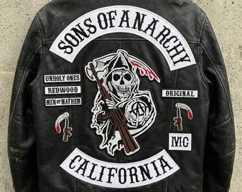 Son Of Anarchy California Mc 35 cm Embroidered Patches Set Of 10 Pcs