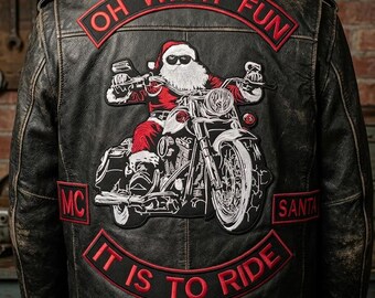 Santa MC Clause Biker Patch Set: Oh What Fun It Is To Ride (5pc)