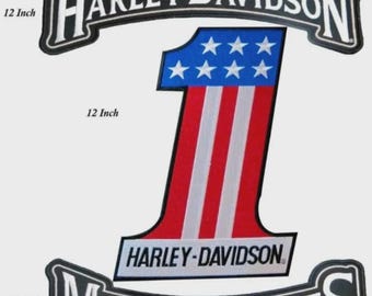 Harley Davidson No. 1 Skull Embroidery Patch Iron On for Vests Jackets