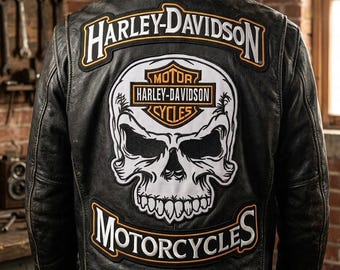 Harley Davidson Willie Rockers Embroidery Patch Set (3 Pcs) – Iron-On Jacket Vest Patch